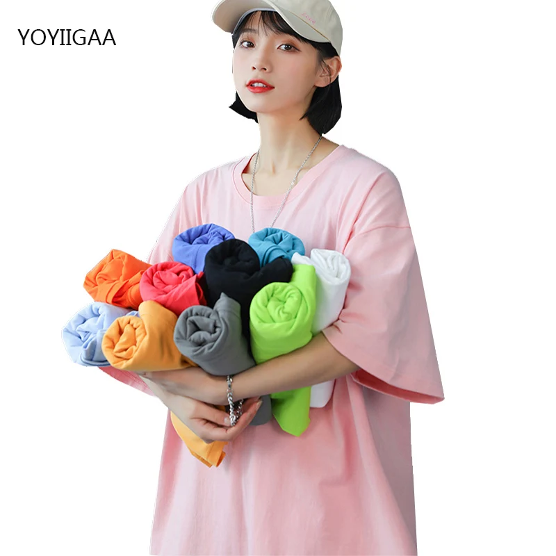 

Oversized Cotton Women's T-shirt Summer Tops 2021 Fashion Woman Tshirts Harajuku Short Sleeve Ladies Girls T-shirts Basic Tops