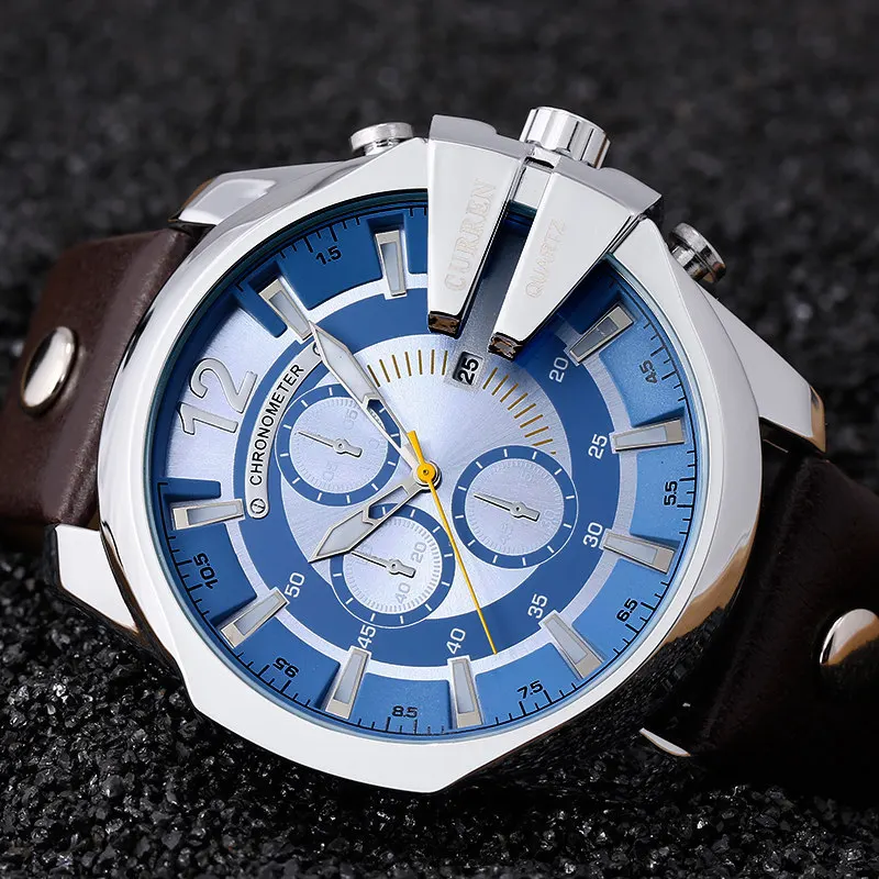 Mens Watches Top Brand Luxury Leather Strap Waterproof Sport Men Quartz Watch Military Business Male Clock
