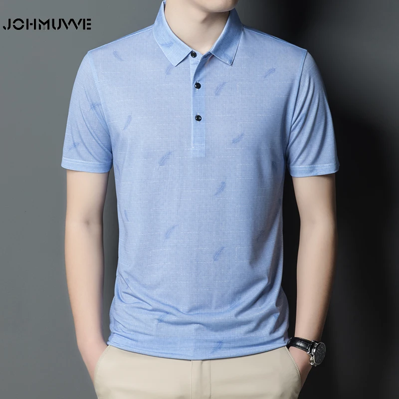 

JOHMUVVE 2021 New Arrival Polo Shirt Striped Short Sleeve Summer Cool Shirt Streetwear Fashion Male Polo Shirt Men Tops Clothes