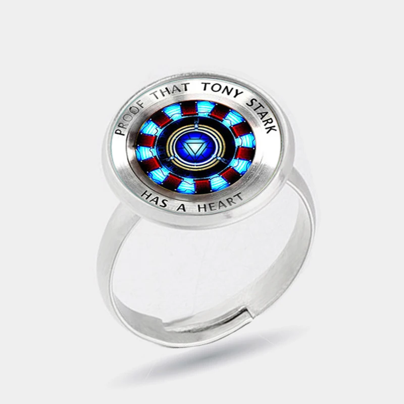 Iron Man Arc Reactor Rings Avengers 4 Ironman Tony Thanos Women Men Wedding Blue glass Anillos Jewelry Gifts |