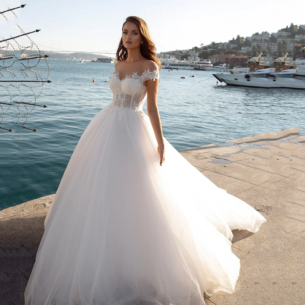 

Modest Princess Ball Gown For Wedding Formal Bride Sweetheart Summer Bridal Dresses Floor Length For Civil White Long Robes