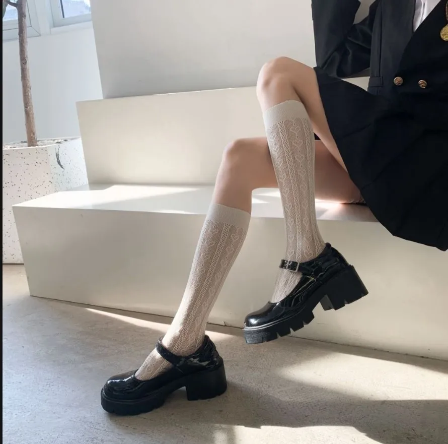 Носки жаккардовые в форме сердца 1 пара | Женская одежда