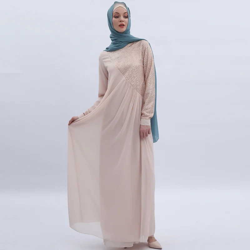 

Eid Vestidos Sequin Abaya Dubai Arabic Muslim Hijab Dress Turkey Kaftan Sukienki Women Caftan Marocain Robe Musulmane Dresses