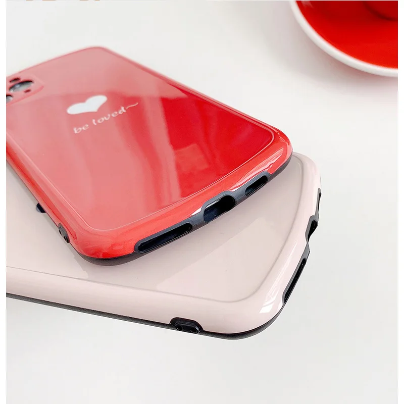 

Glossy IMD Phone Case for Iphone 11 Xs Max X 7 8 Plus Xs Soft TPU Love Heart Simple Case Full Body Oval Silicon Back Cover Gift