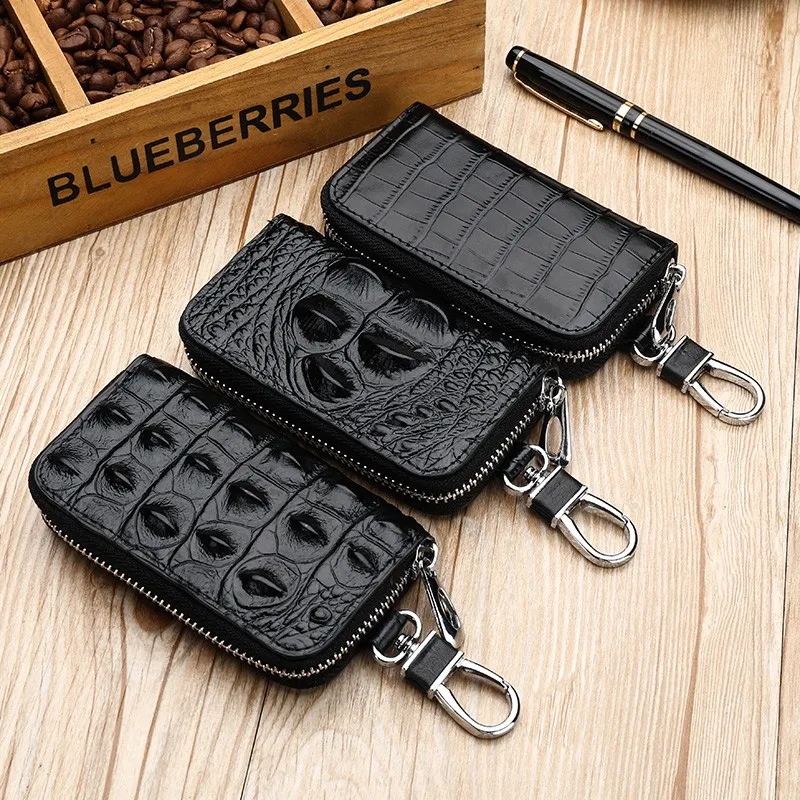 Новый брелок для ключей из натуральной кожи бумажники автомобильных крокодиловой сумка с замком на талии