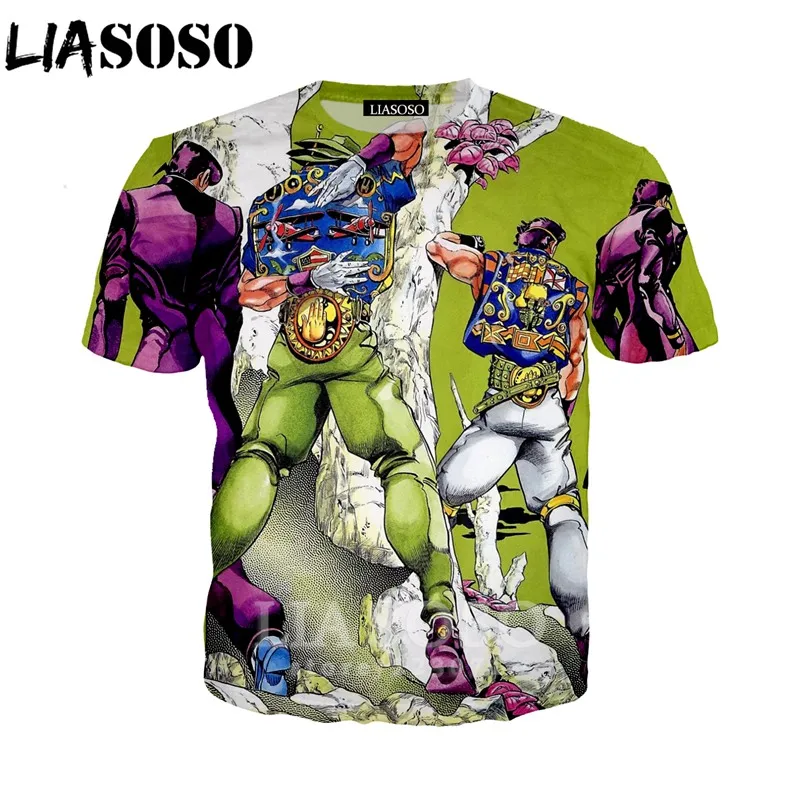 LIASOSO для мужчин женщин Kujo Jotaro Толстовка 3D принт аниме JoJo Необычные Приключения Футболка короткий рукав уличный Топ пуловер A317-07 - Цвет: 9