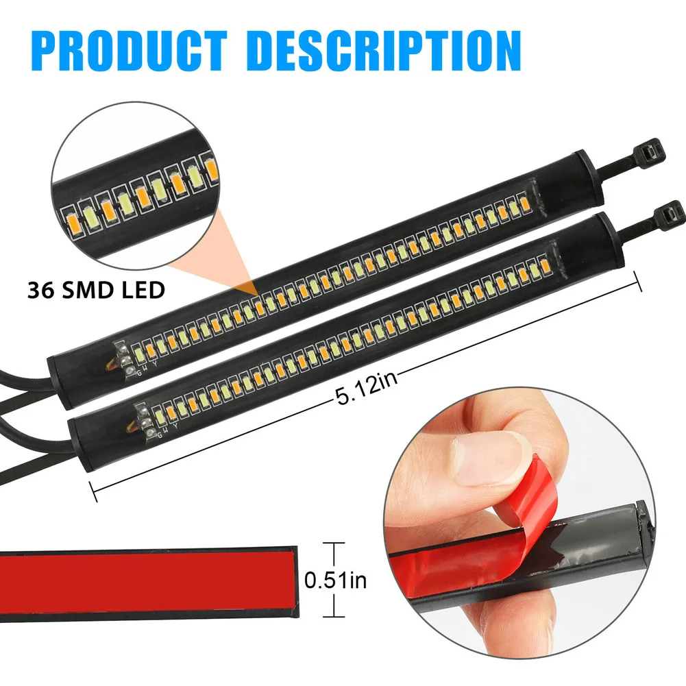 2 шт. Светодиодная лента для указателей поворота мотоциклов |