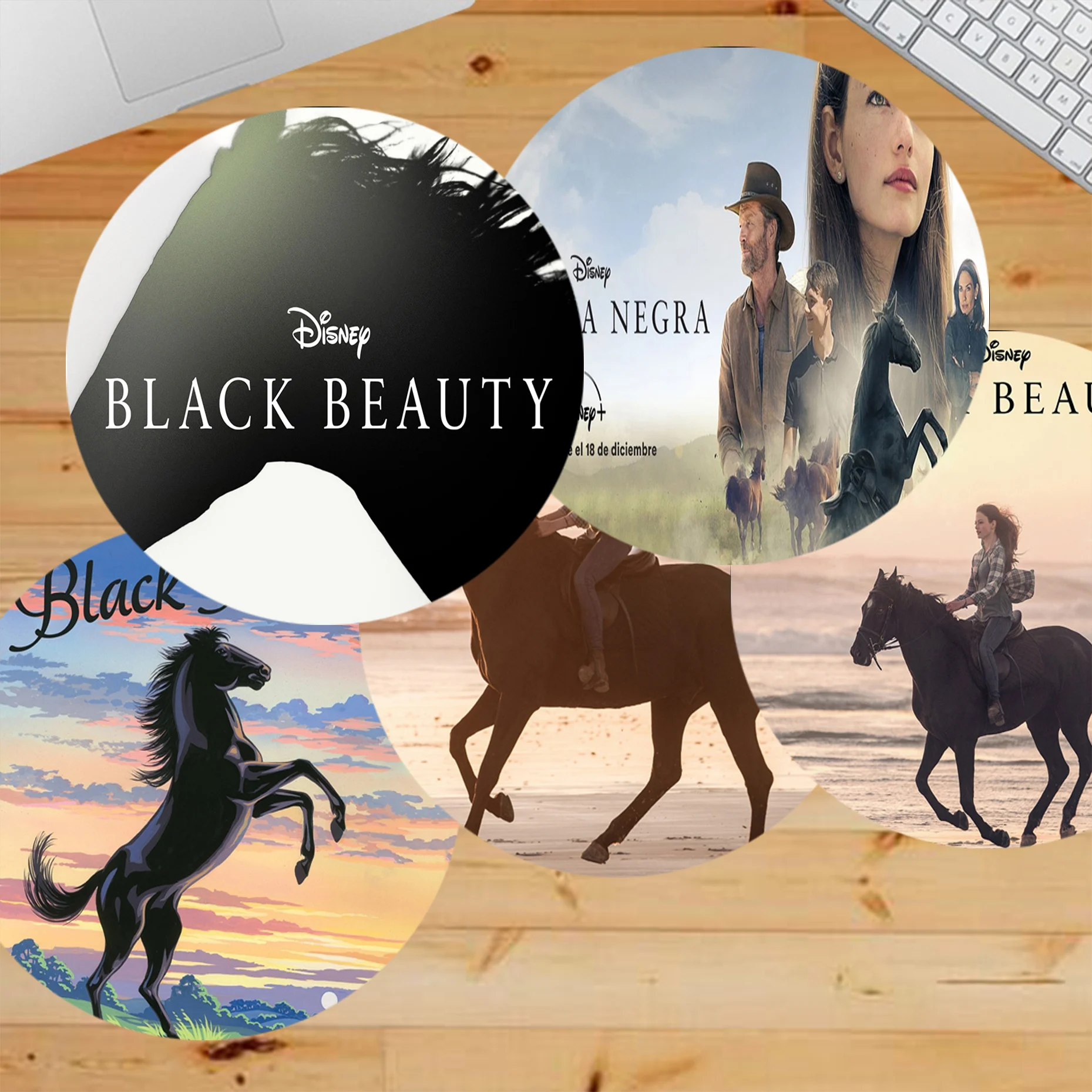 

Your Own Mats Disney Black Beauty Beautiful Anime round Mouse Mat gaming Mousepad Rug For PC Laptop Notebook