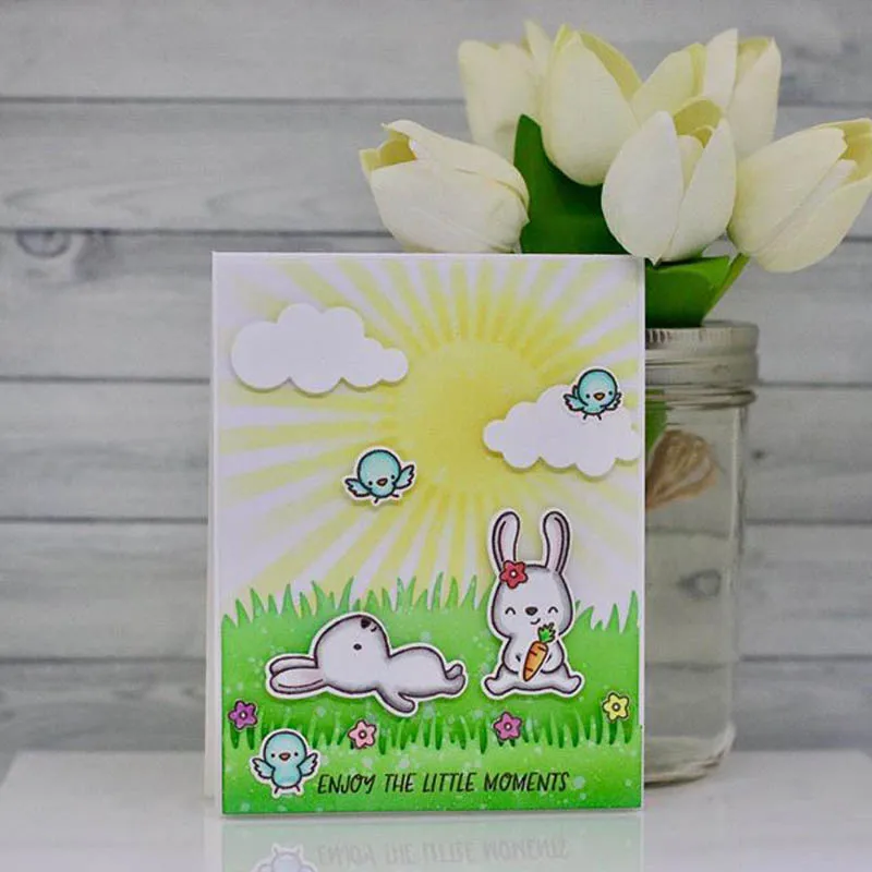 Кролик и птица садовая прозрачная печать штампов для DIY скрапбукинга альбом