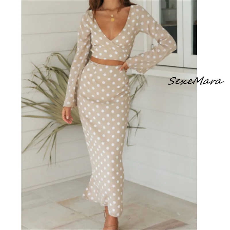 

Женское богемное облегающее платье, элегантные летние платья в горошек с длинным рукавом, 2022