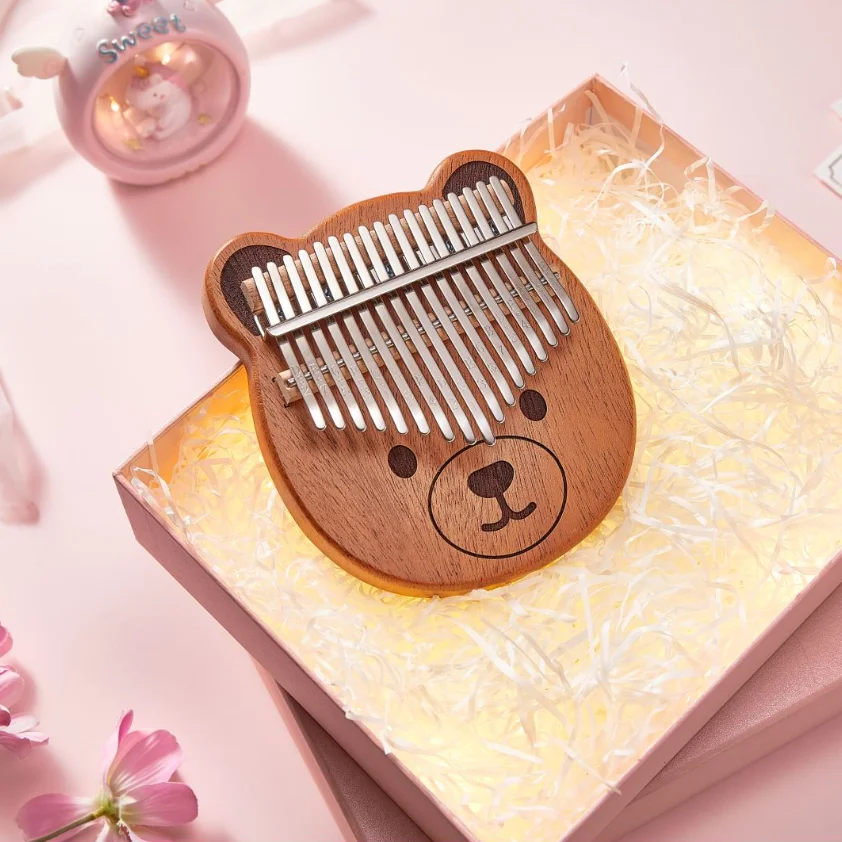 Калимба с 17 клавишами пианино из красного дерева сумкой обучающий буклет