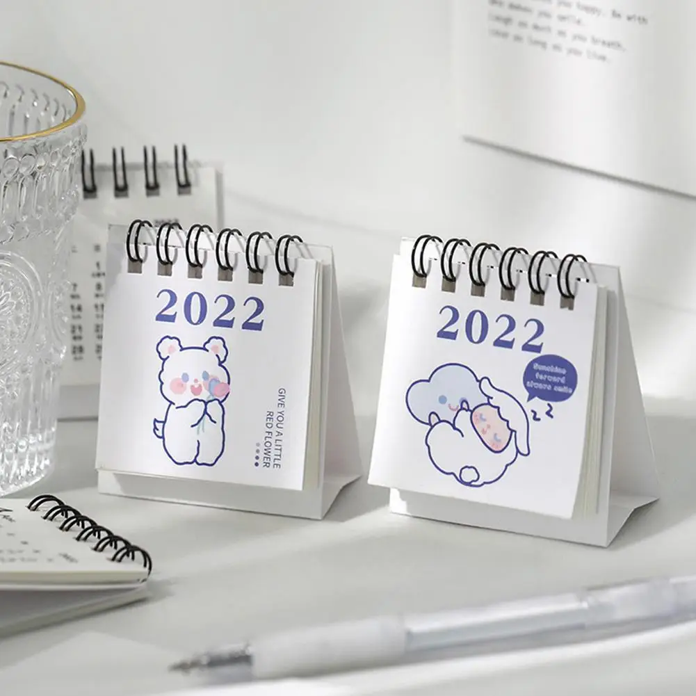 2022 Mini Desk Calendar Cute Desk Decoration Supplies School Calendar Portable Pocket Stationery Kawaii Calendar N0y5