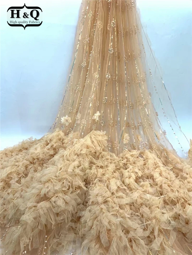 Африканская французская Тюлевая Кружевная Ткань 5 ярдов 2021 Высококачественная 3D