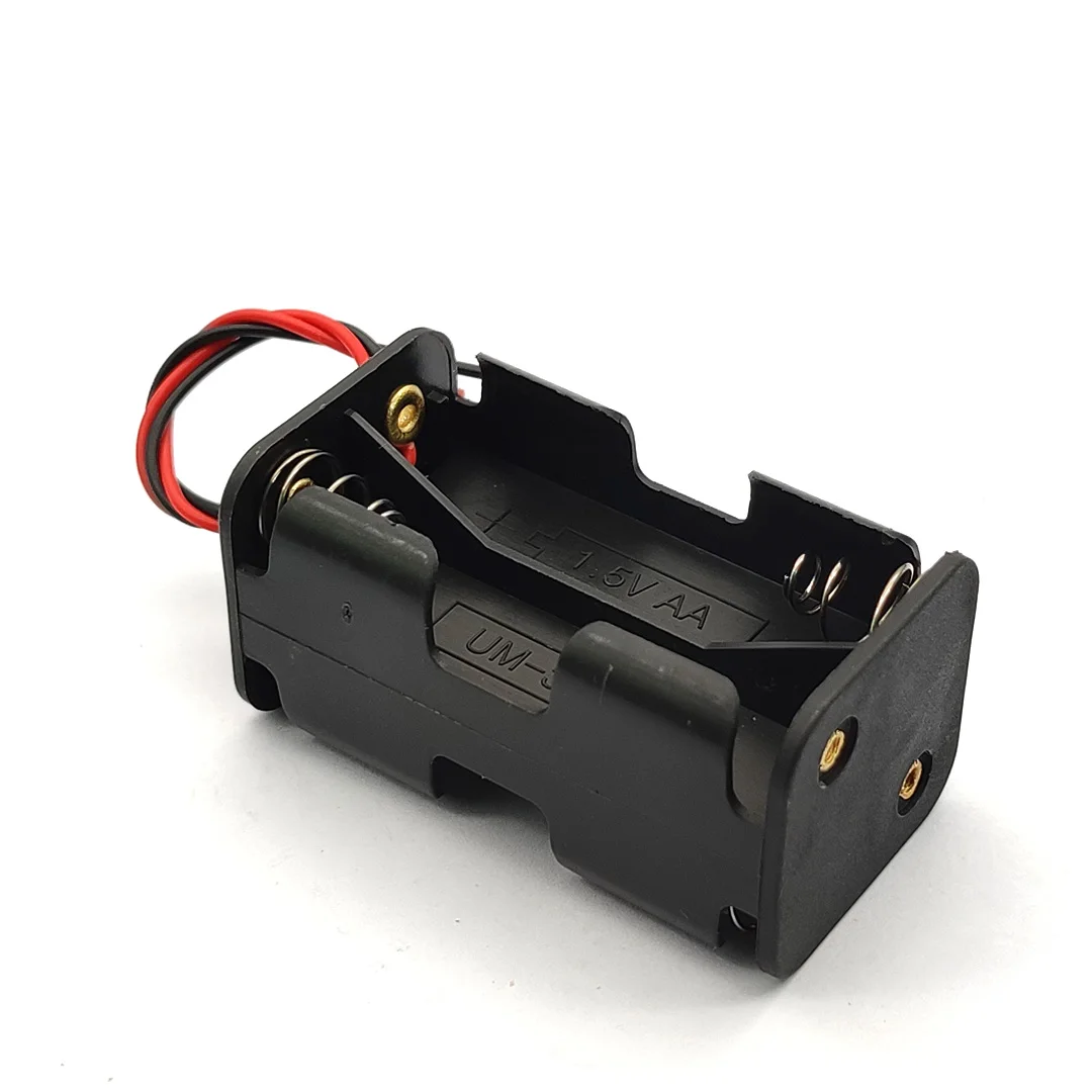 Держатель для батареек AA 6 в черный пластиковый двухслойный чехол с проводом 4 |