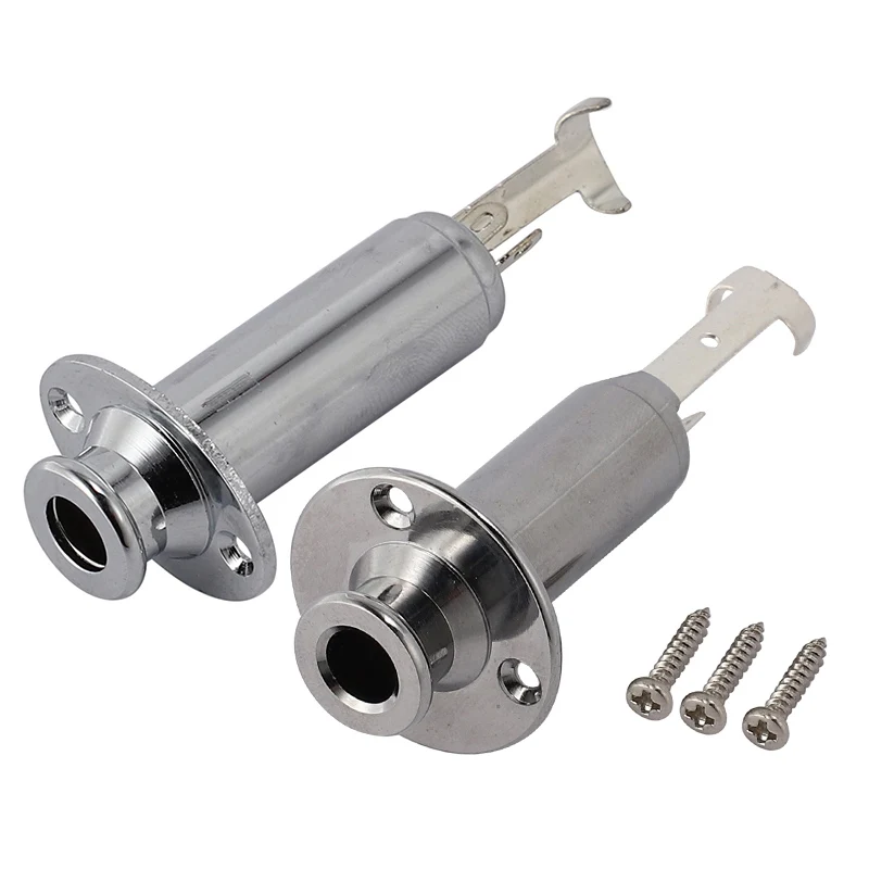 

Guitar Bass Pickup 6.5Mm End Pin Jack Output Socket Plug Socket For Bass Electric Guitar Silver