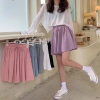 high waisted skirt trousers female students all match a line skirt 2021 spring and summer new thin solid color elastic waist ski