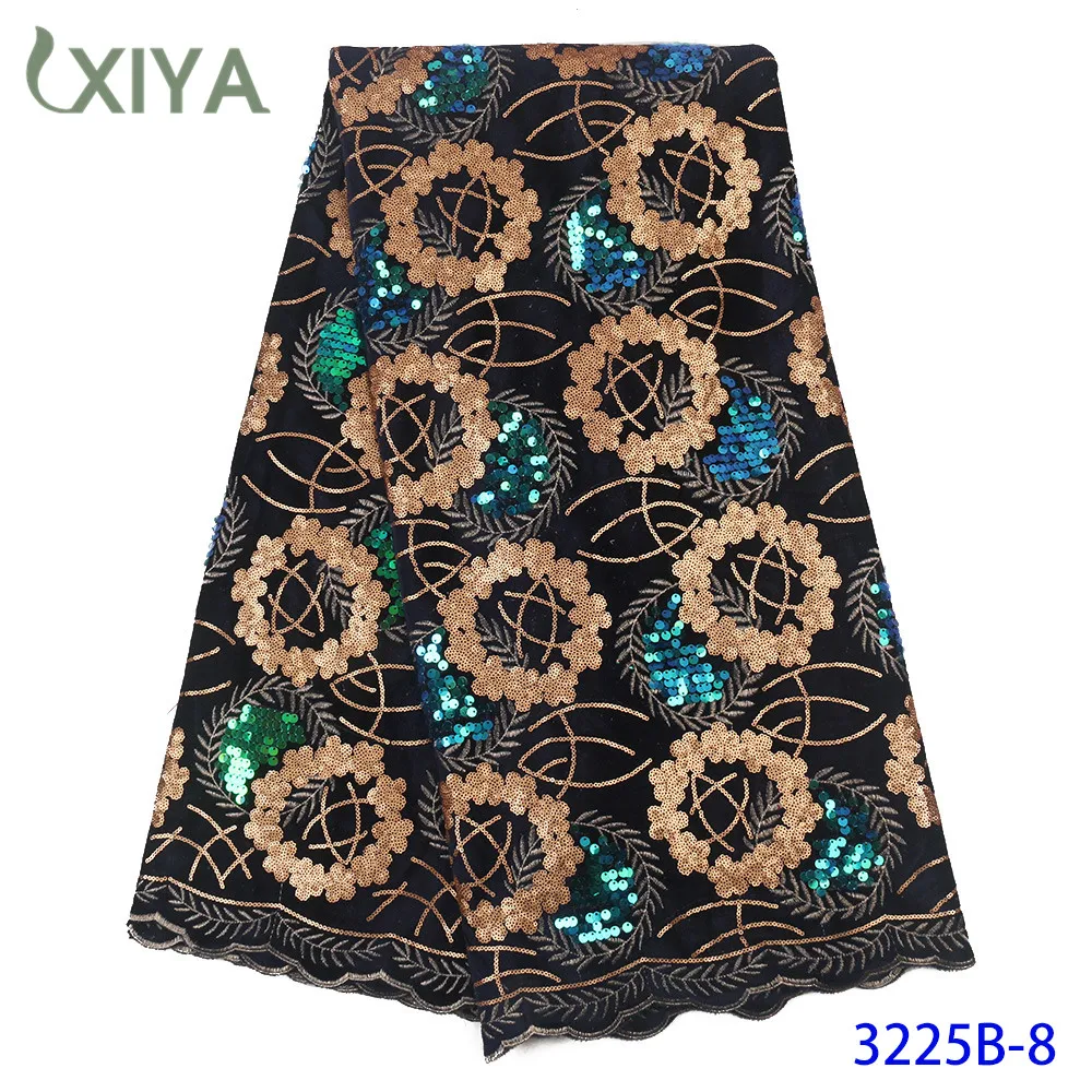 Королевский синий африканские блестки ткани бархатное кружево