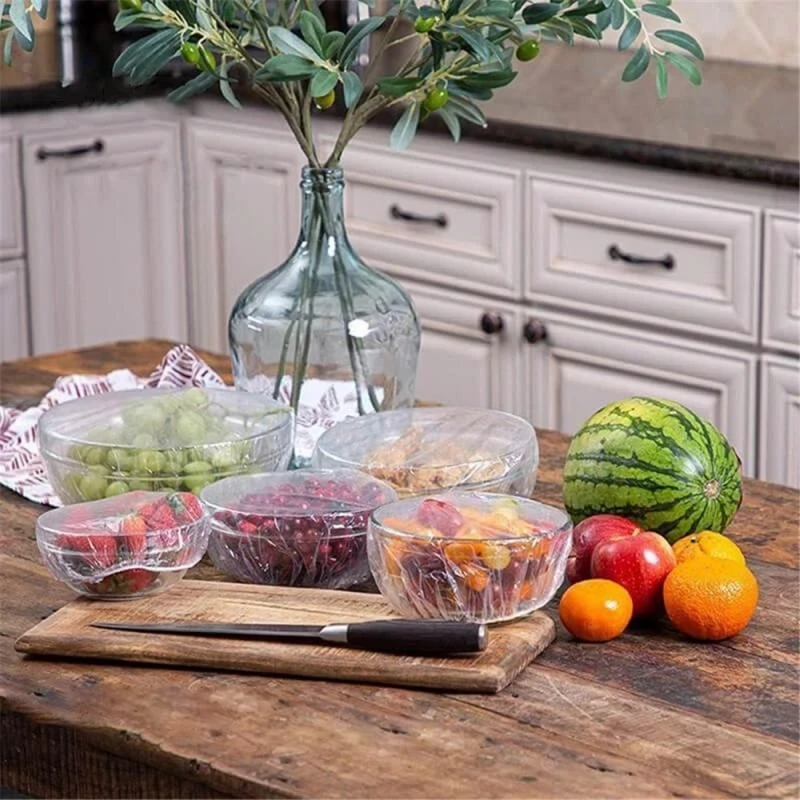 

100/200PCS Reusable Plastic Bags Food Storage Adjustable Bowl Lids Universal Storage Bags Kitchen Food Fresh Seal Keeping Caps