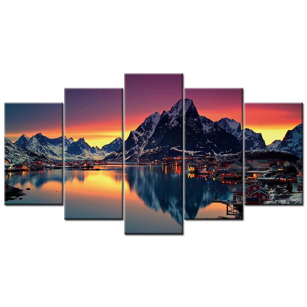

Lofoten Islands Norway 5 Piece Canvas Paintings Modern Poster Wall Art Picture For Home Decor