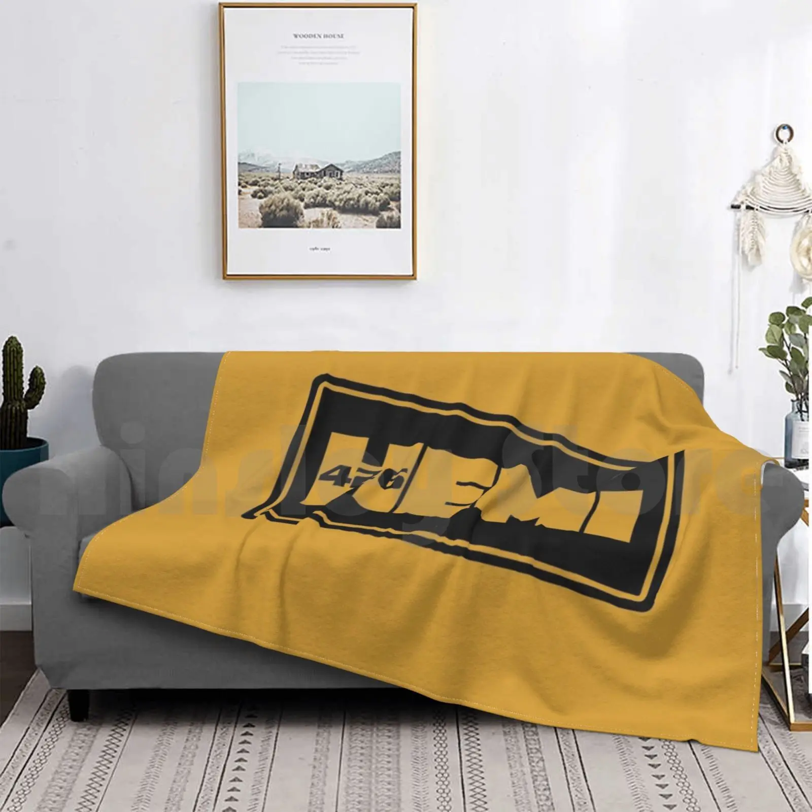 426 год Hemi Mopar Золотое на черном логотипе веерное художественное одеяло