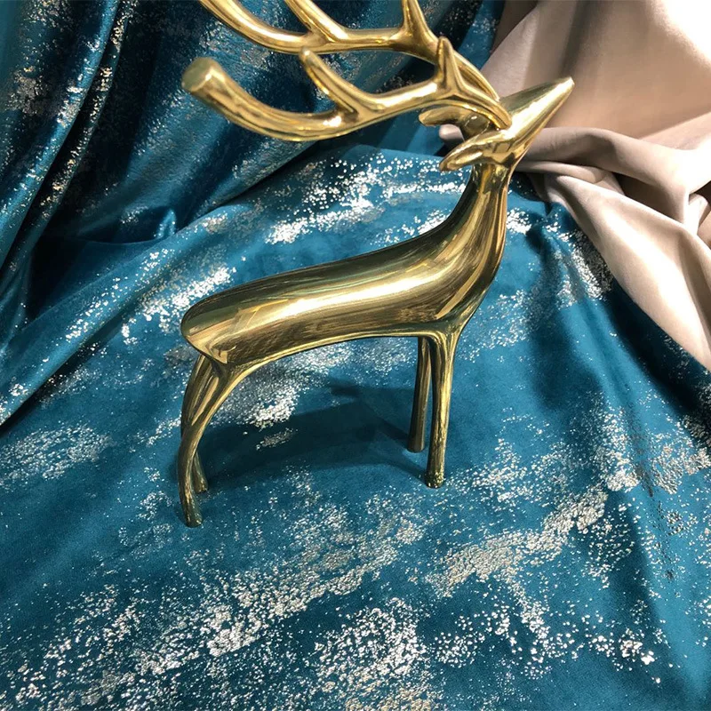 

European Velvet Bronzing Blackout Curtains for Living Room Bedroom Windows Backdrop Custom Blue Curtains