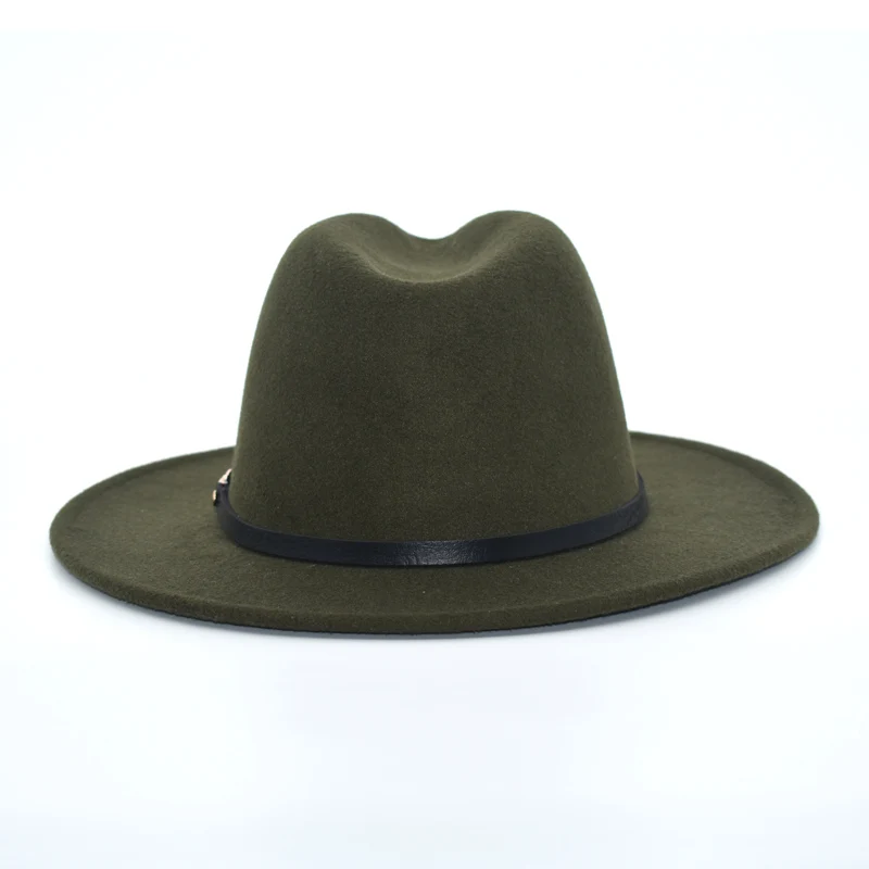 New Elegant Ladies Fedora Hat Men Black Belt Cap Ladies Spring Wool Hat Black Jazz Hat Fedora F56