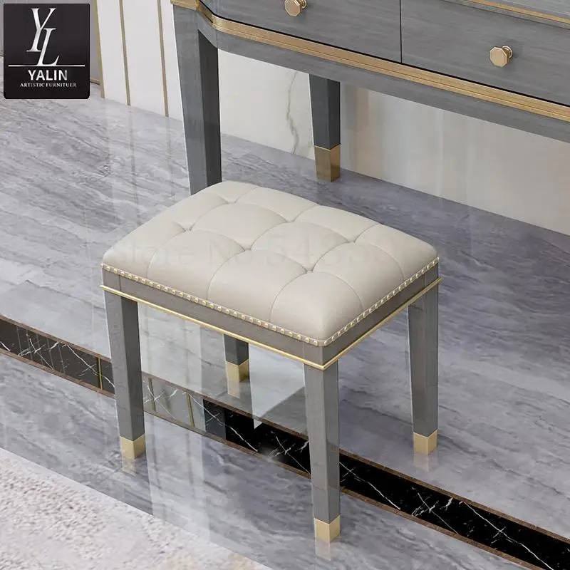 Светильник роскошный Американский туалетный стул из цельного дерева для макияжа