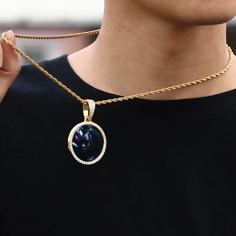 Цепочка мужская с кулоном в стиле хип хоп украшение декором под фото на заказ