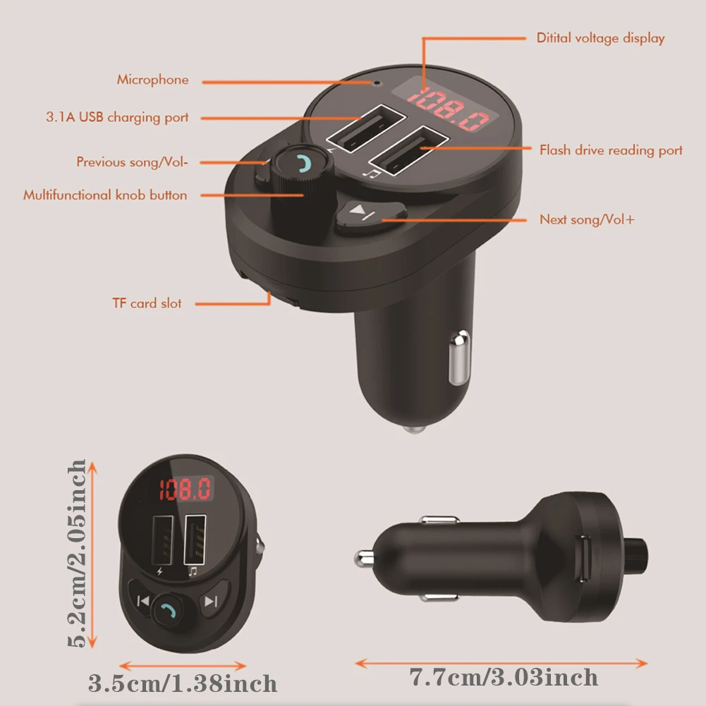 

Universal Compatible For Vehicles One Button LED Screen Adjustable Card Reader MP3 ABS Multimedia Music Player
