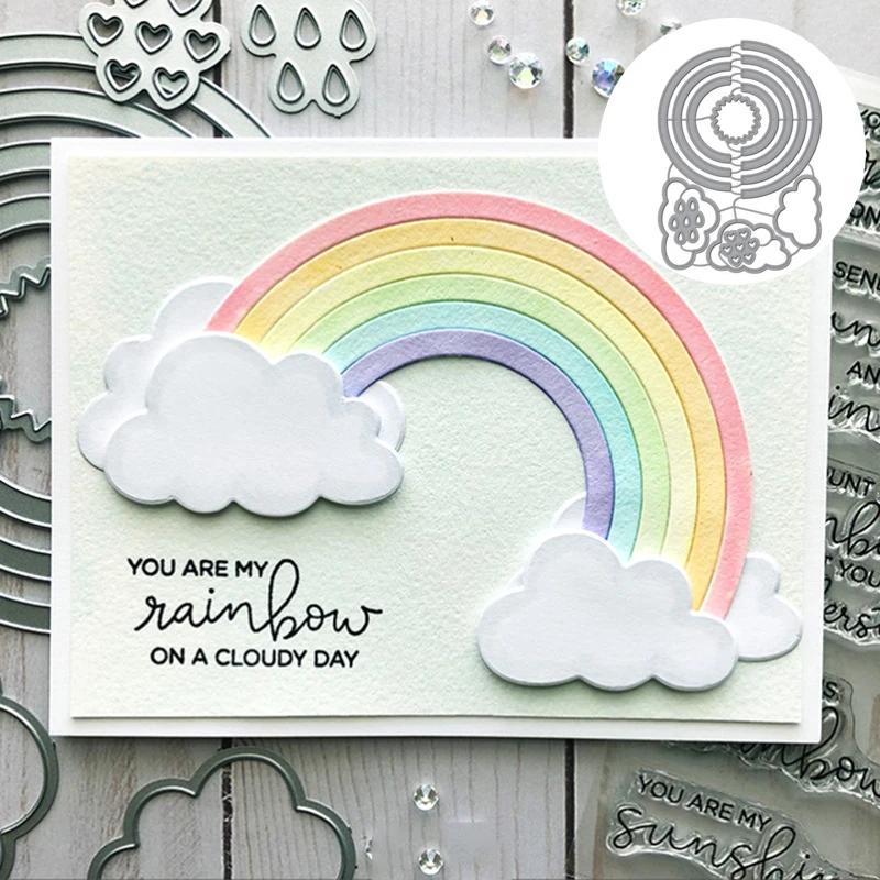 Металлические Вырубные штампы DIY изготовление радужных облаков рельефное