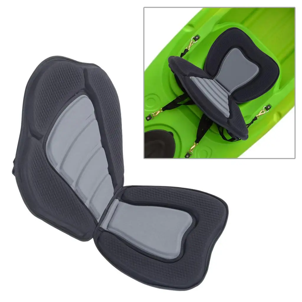 

BLACK SIT-ON-TOP Kayak Canoe Adjustable Seat W Detachable Back Rest Cushion