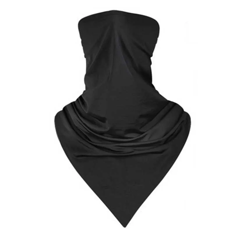 black Летняя маска для велоспорта, дышащая маска для спорта на открытом воздухе, шелковая бандана, повязка на голову, анти-УФ, тренировочная маска для бега - Цвет: black
