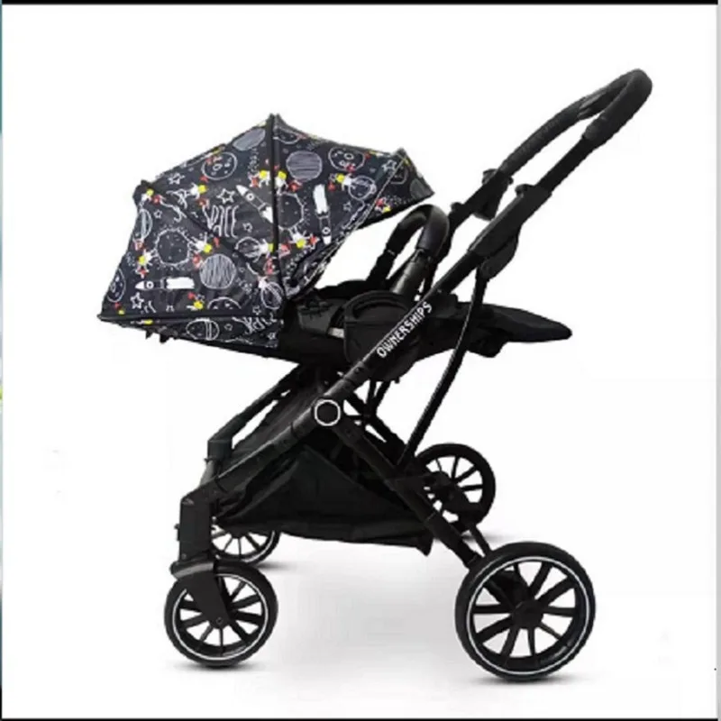 High Landscape Baby Stroller Two-way Newborn Baby Stroller with Extended Awning Stroller Baby Car Trolley  Baby Bassinet