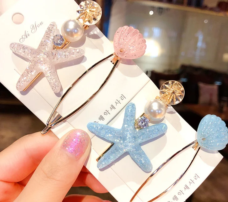 2 шт./компл. Элегантная Женская оболочка жемчуга Геометрическая Звезда заколка