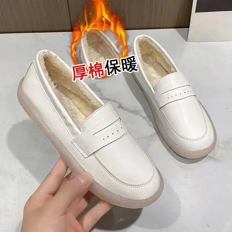 

Little White Shoes Nurse Shoes Women Autumn and Winter Soft Bottom Women's Shoes All-match Non-slip Plus Velvet Cotton Shoes