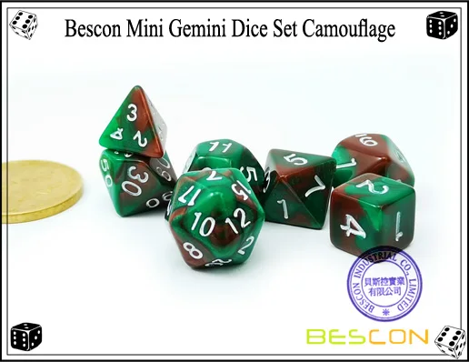 Bescon мини двухцветные многогранные игральные кости, набор 10 мм, маленькие кости набор D4-D20 в трубке, 6 новых разных цветов 42 шт