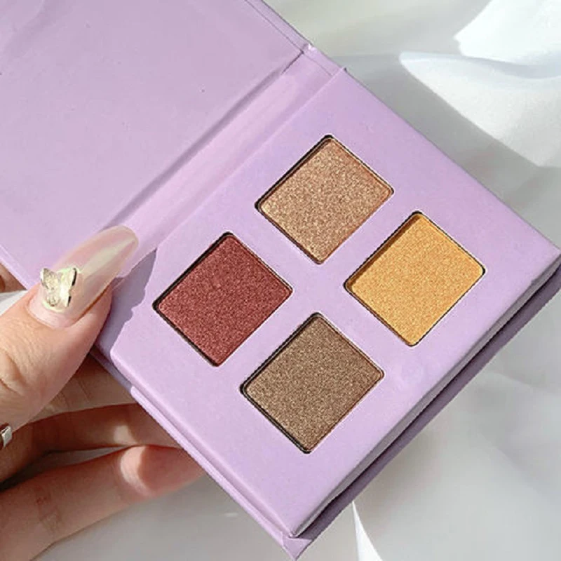 Набор для макияжа глаз 4 цвета Палетка матовых блестящих теней век с животными