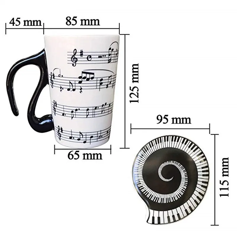 280 мл музыкальная кружка с клавиатурой кофейная музыкальные заметки молочная и