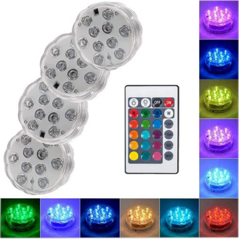

ED Remote Controlled RGB Submersible Light Colorful Battery Operated Night Lamp Outdoor Home Bowl Garden Party Decoration