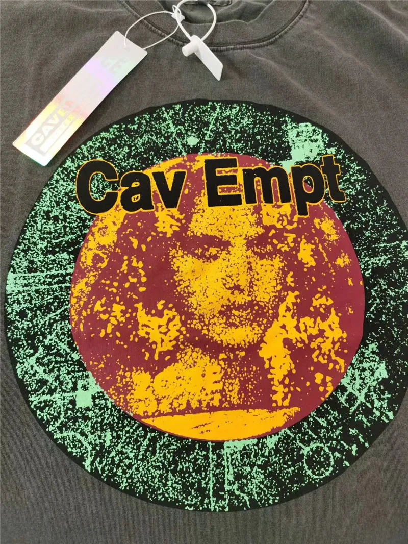 

2020ss Cavempt T-shirt 2020 Men Women Overdye Cavempt T-shirts High Quality Vintage Batik C.E Tops Avatar head portrait C.E Tee