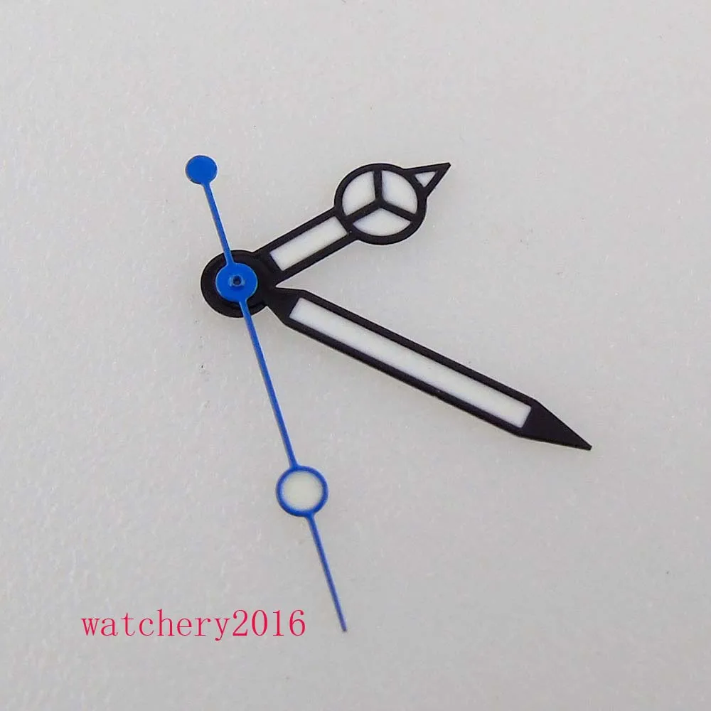 Секундная стрелка красная/синяя черная кромка белые стрелки часов светящиеся