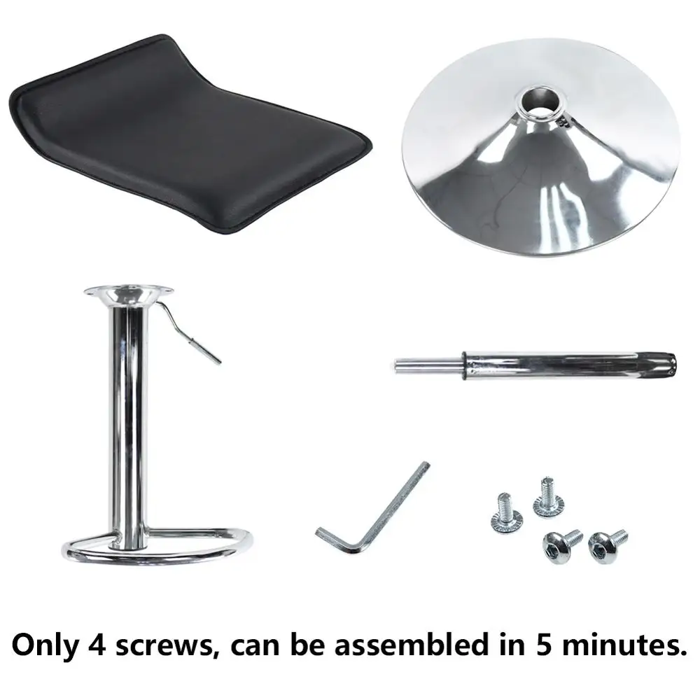 

KKTONER Square Bar Stool PULeather Swivel Height Adjustable Stool with Low BackRest Counter Pub Chair Home Kitchen stool (Black