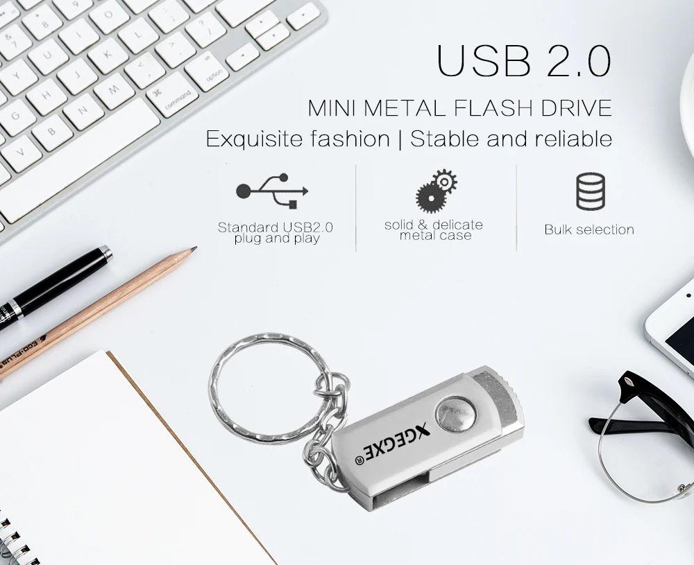 XGEGXE USB флэш-накопитель 32 ГБ Флешка 8 Гб 16 Гб 64 Гб 128 ГБ Складной Металлический Высокоскоростной водонепроницаемый накопитель для ноутбука ПК телефон