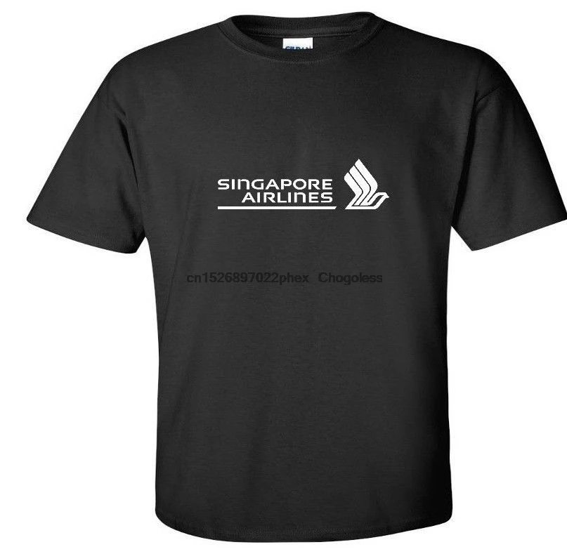 Хлопковая футболка с белым логотипом авиакомпании Singapore Airlines | Мужская одежда
