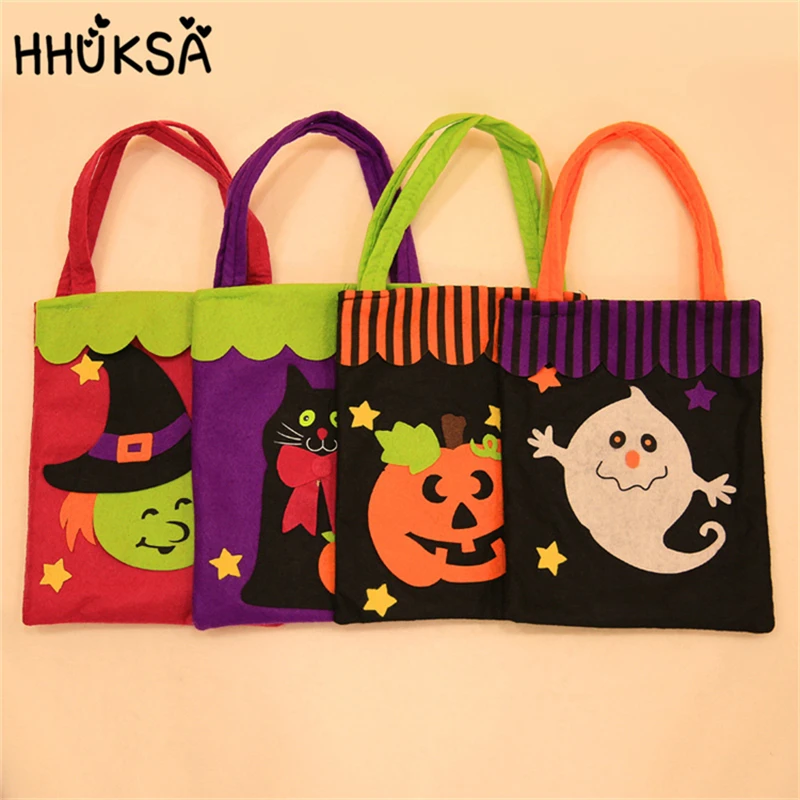 

1Pc Halloween Applique Handbag Pumpkin Witch Skull Bat Kids Candy Bag Party Decoration New Year Home Decor Halloween Decoration