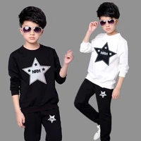 kids boys sports suit 2019 spring and autumn new o neck personality two piece youth casual clothing suit teenage boys clothing