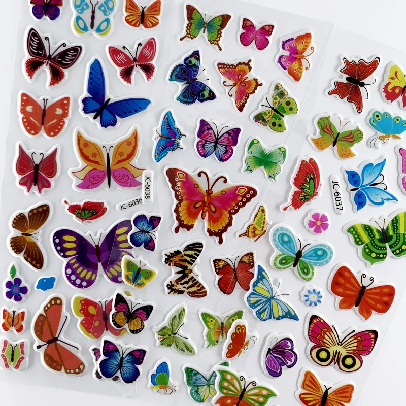 Juego de 8 hojas de pegatinas 3D de dibujos animados para ni&ntilde;os y ni&ntilde;as, pegatinas de burbujas, adhesivo de manualidades para &aacute;lbum de recortes, juguetes, regalo-3