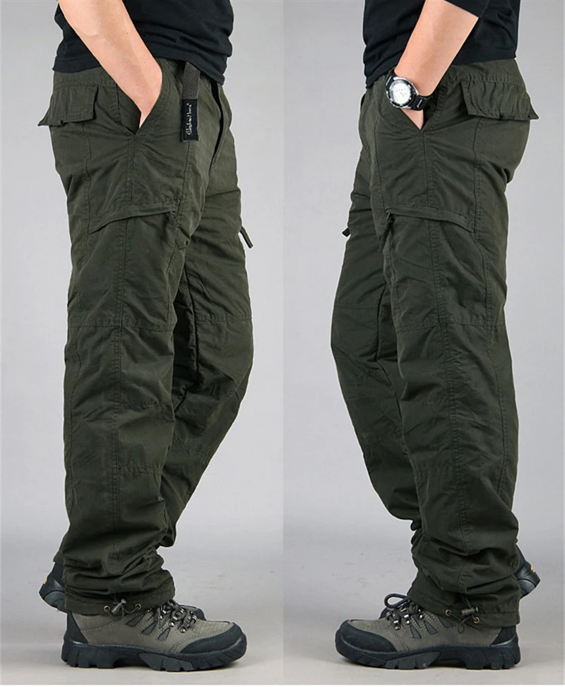 Мужские зимние Утепленные флисовые брюки карго двухслойные повседневные хлопковые военные тактические мешковатые брюки мужские уличные штаны для бега теплые брюки