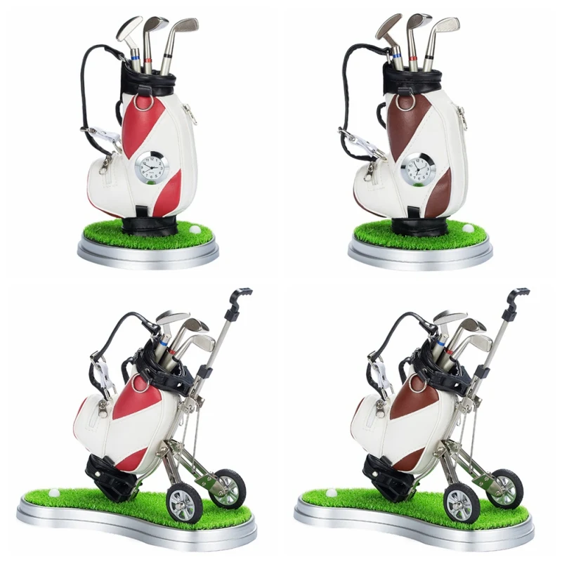 

Golf Gift Golf Pen Holder Golf Desk Accessories Golf Clock Pen Holder Set