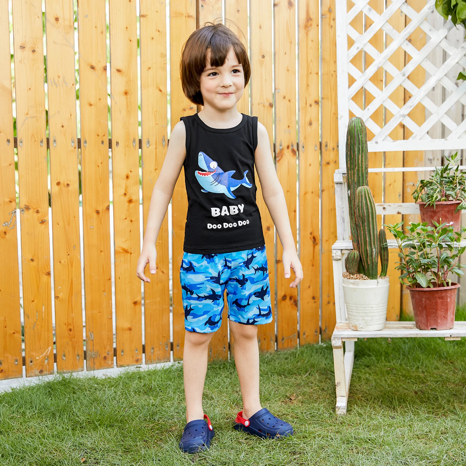 Комплект из майки и шорт с принтом в виде акулы для малышей/малышей - купить по